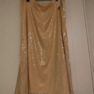 LC Lauren Conrad Shimmering Sequin A-Line Skirt in Gold